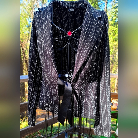 Styles Jackets & Blazers - Styles black &white gorgeous lightweight blazer w/ribbon tie szM